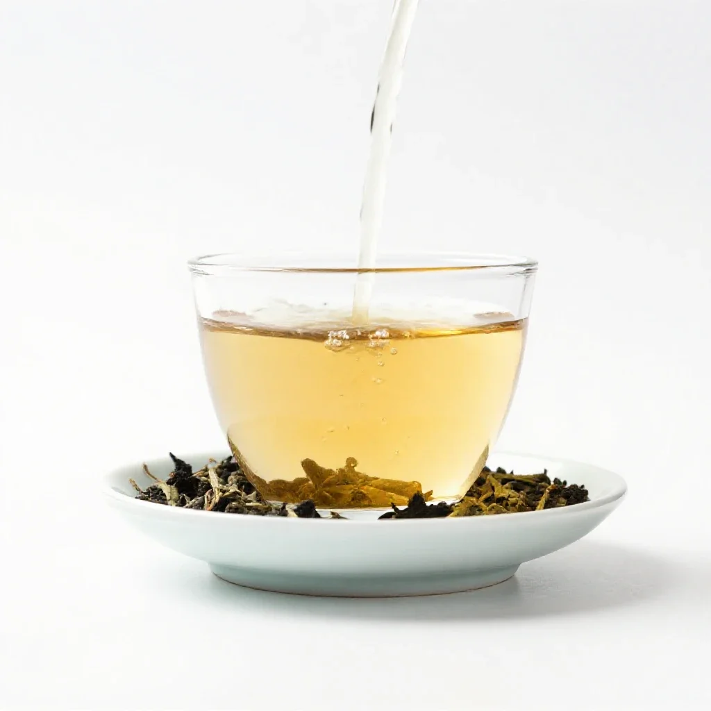 Mint tea poured from height isolated on a white background