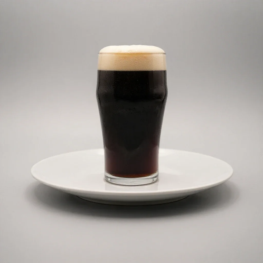 Pint of stout settling isolated on a white background