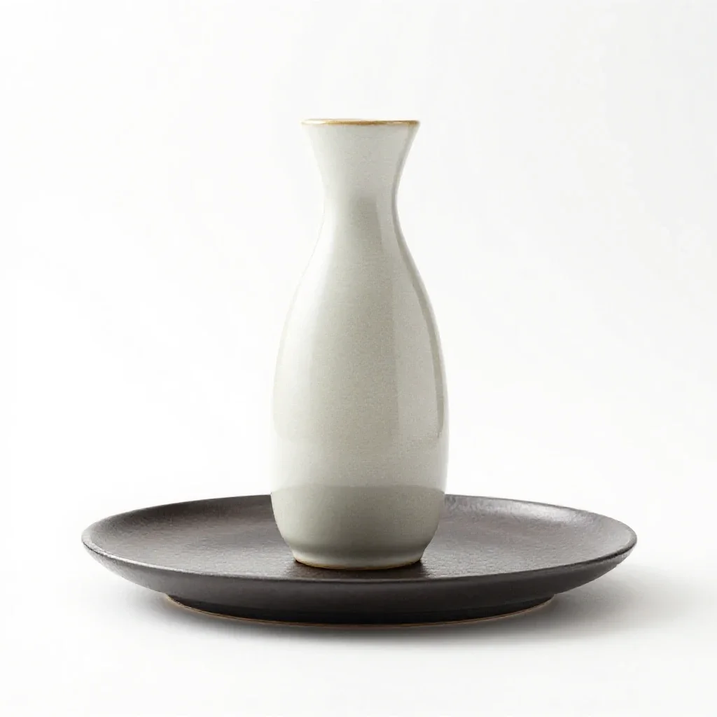 Sake set with a tokkuri isolated on a white background