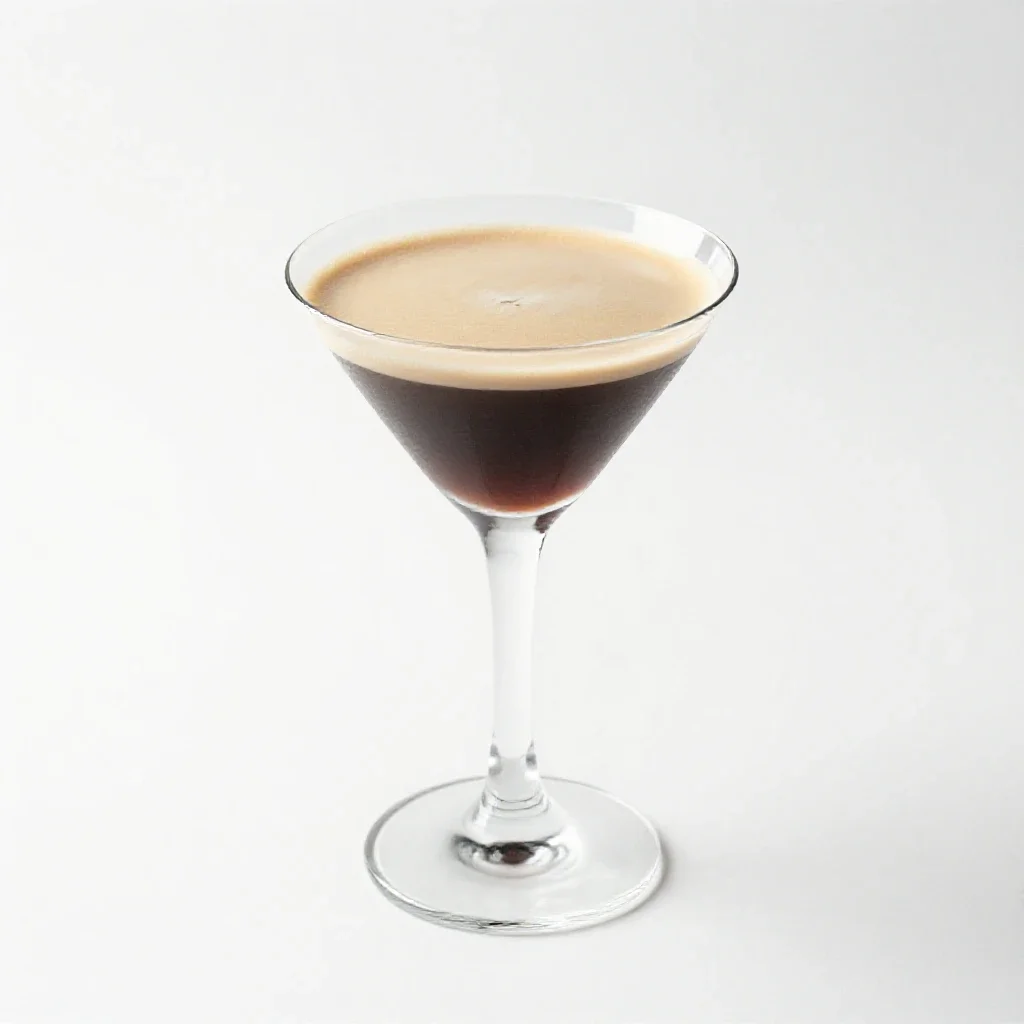 Espresso martini with crema isolated on a white background