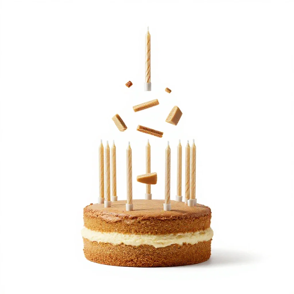 Birthday cake with candles isolated on a white background