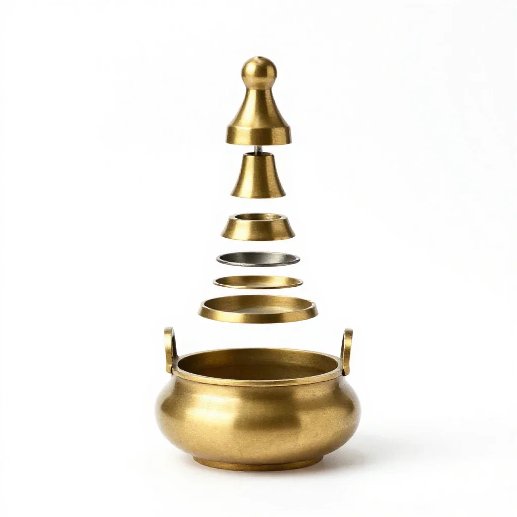 Brass incense burner isolated on a white background