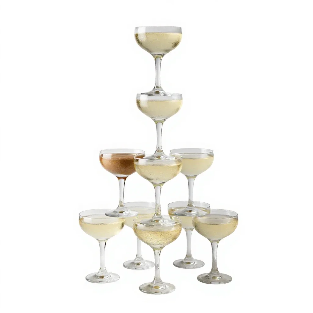 Champagne tower isolated on a white background