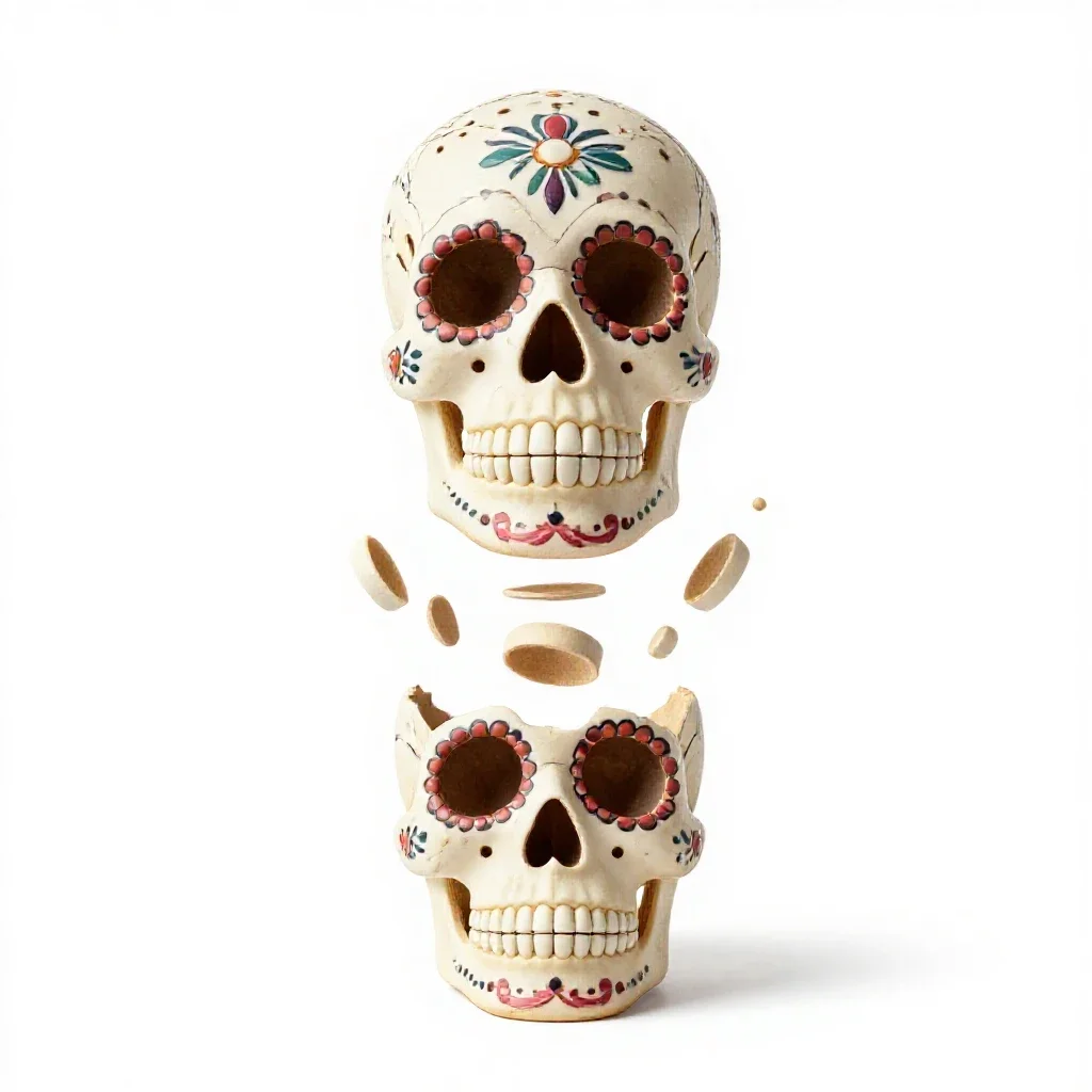 Day of the dead sugar skull isolated on a white background