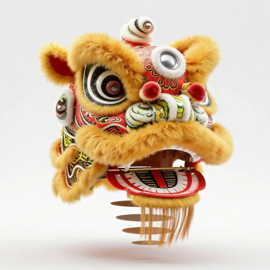 Lion dance head isolated on a white background