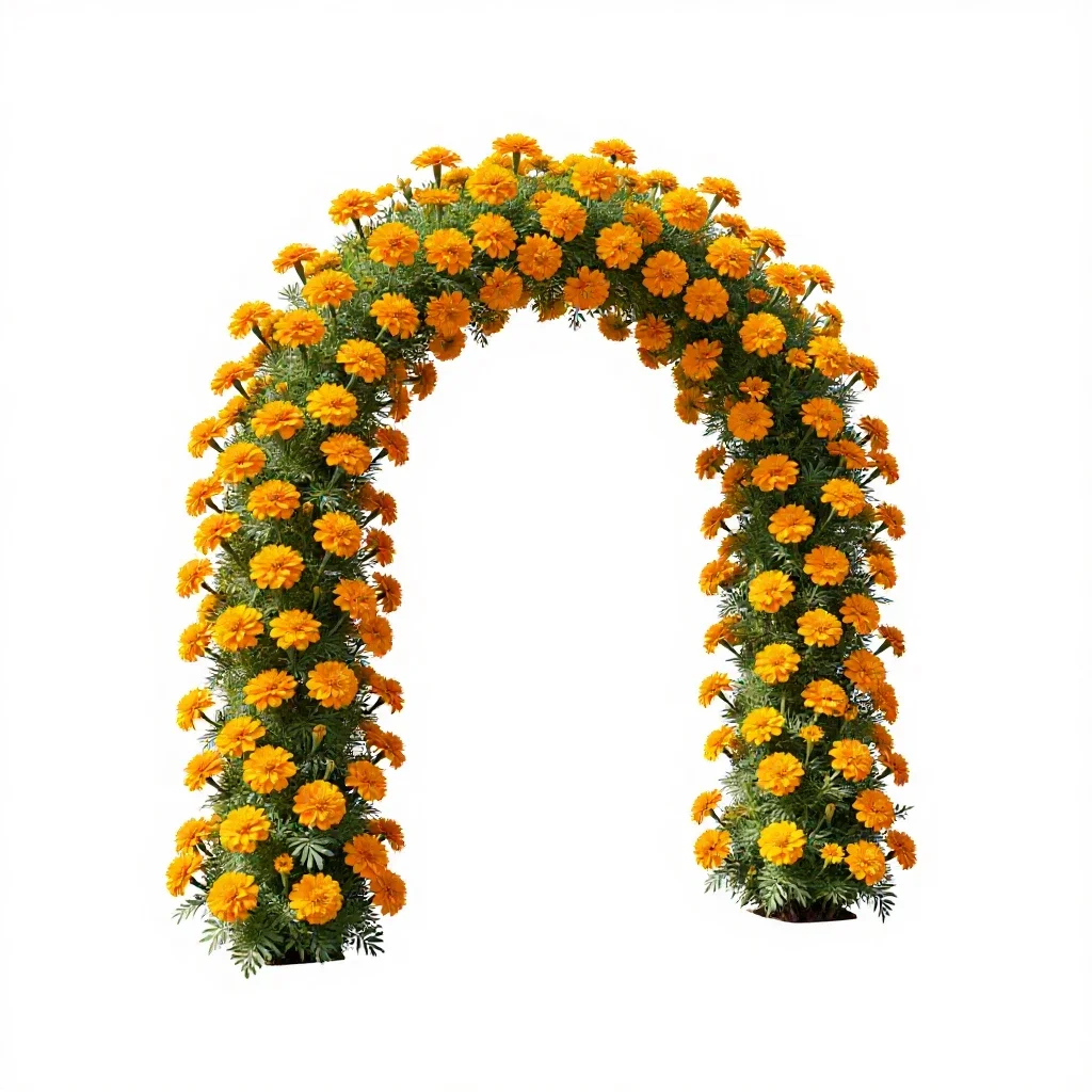 Marigold arch isolated on a white background