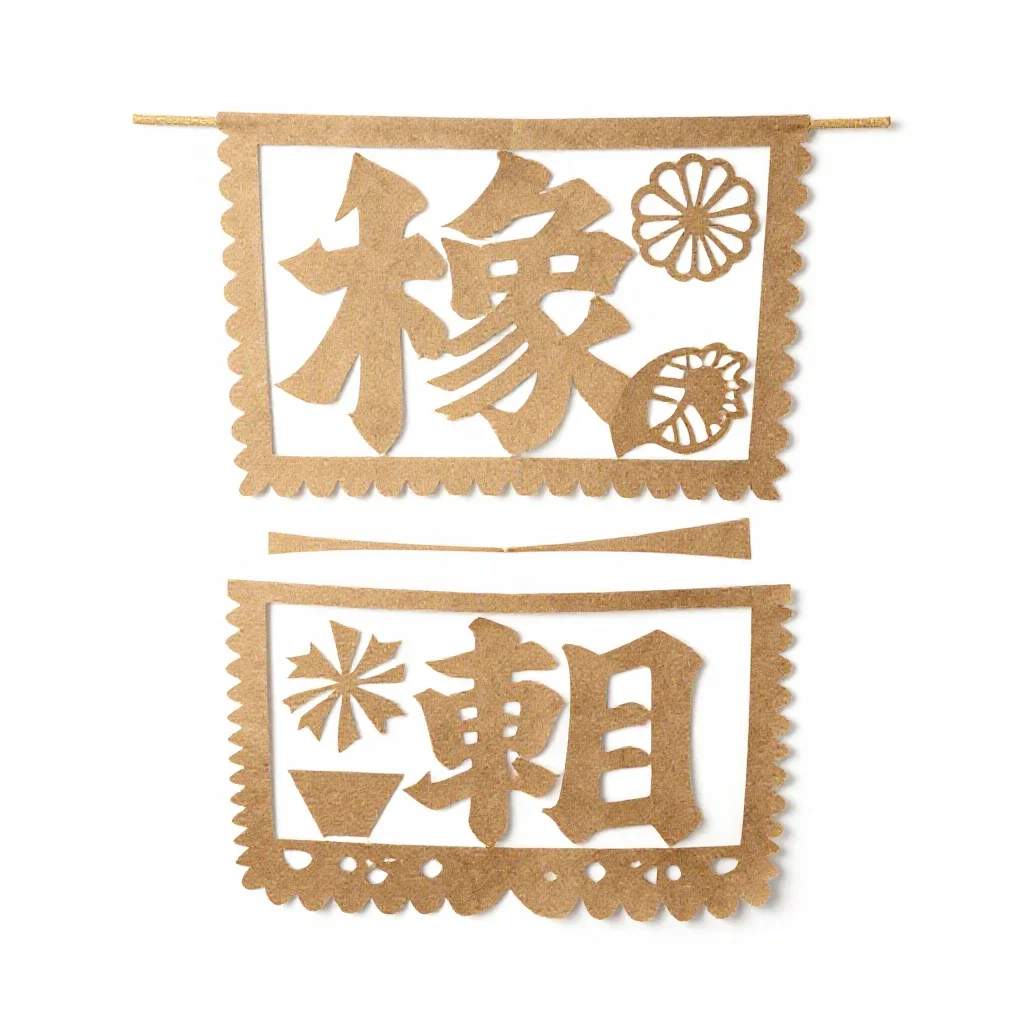 Papel picado banner isolated on a white background