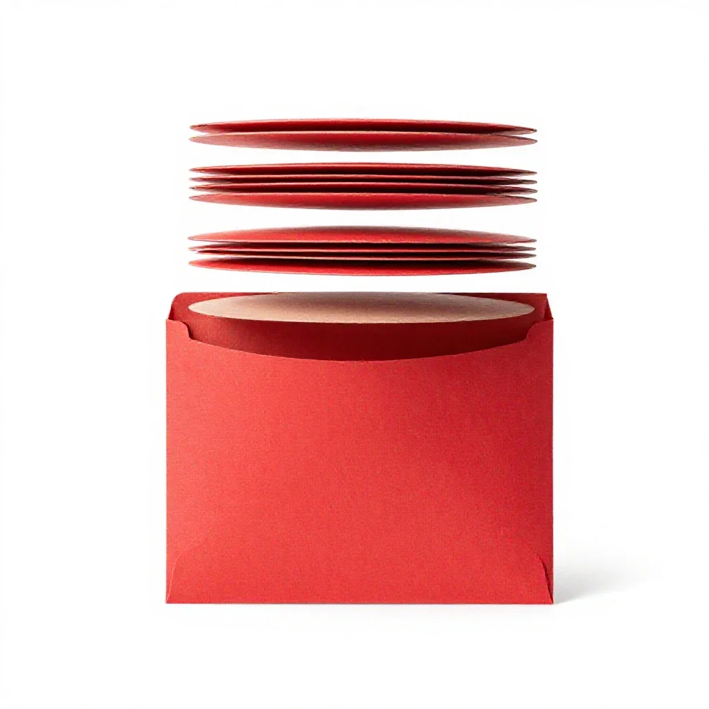 Red envelope stack isolated on a white background