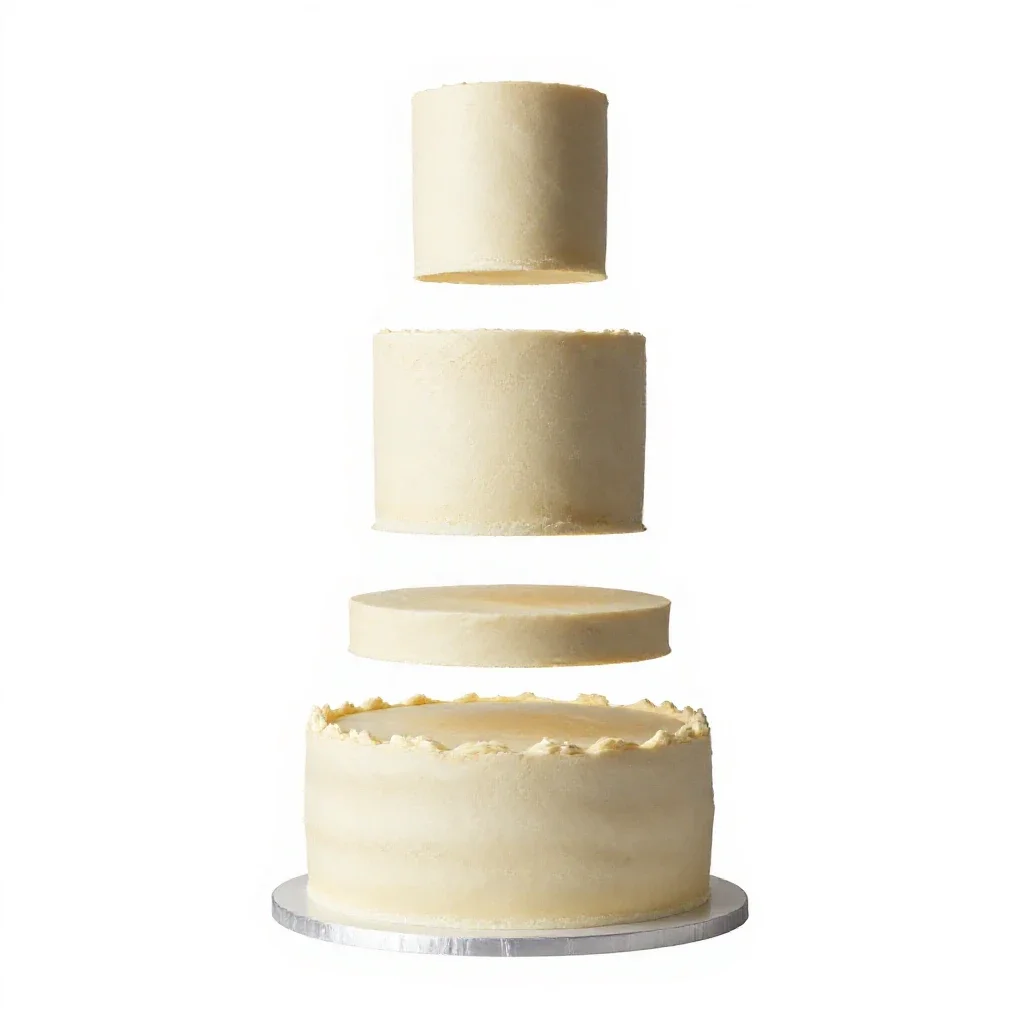 Tiered wedding cake isolated on a white background