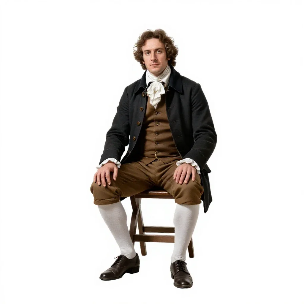 Colonial cartographer isolated on a white background
