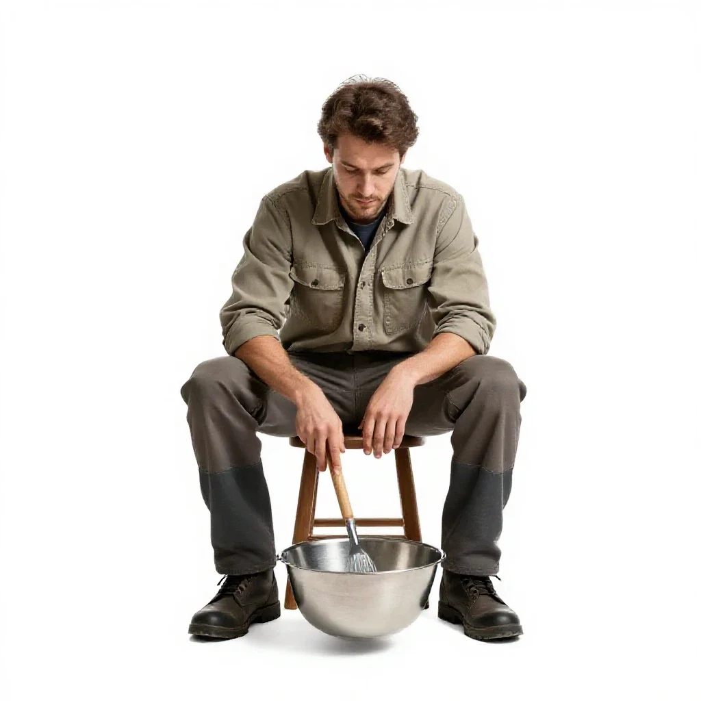 Frontier prospector panning isolated on a white background