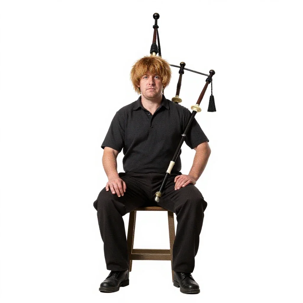 Highland piper isolated on a white background