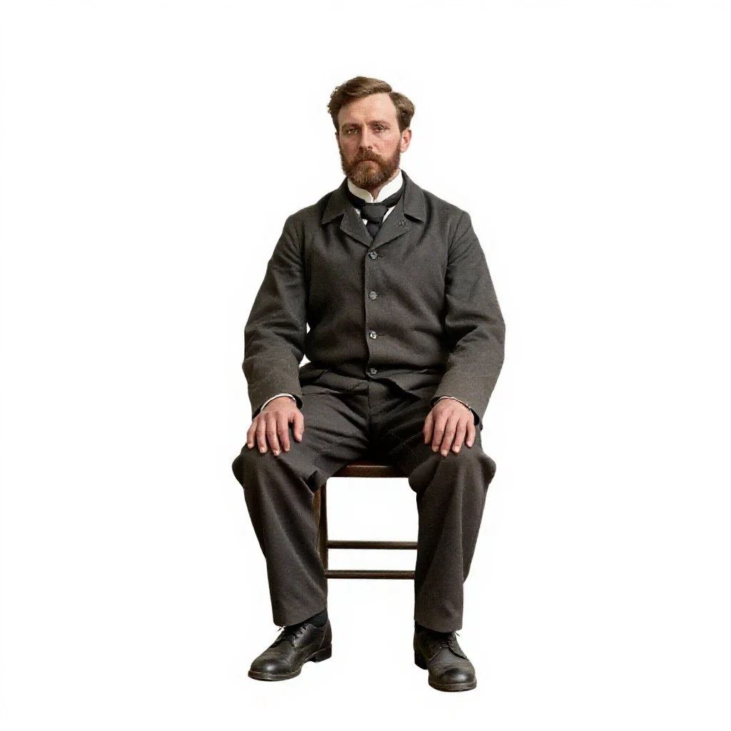 Lighthouse keeper of 1890 isolated on a white background