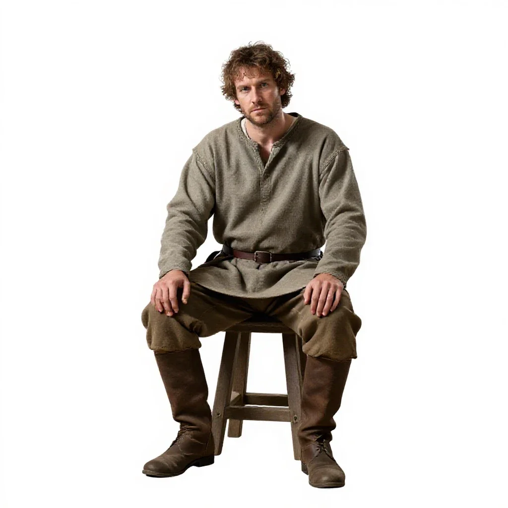 Medieval stonemason isolated on a white background