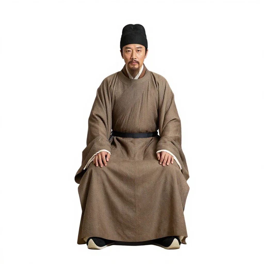 Ming dynasty scholar isolated on a white background