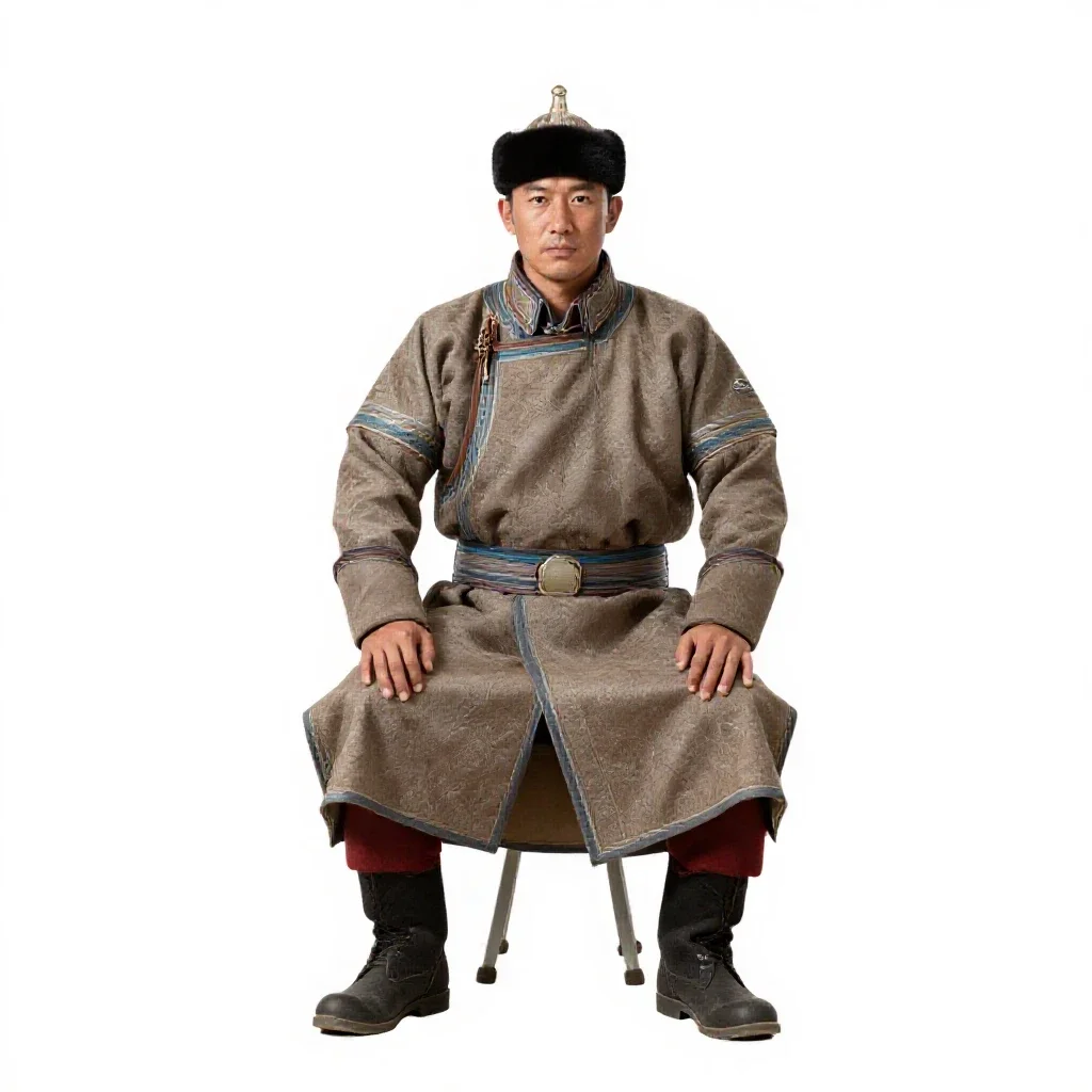 Mongolian horse archer isolated on a white background