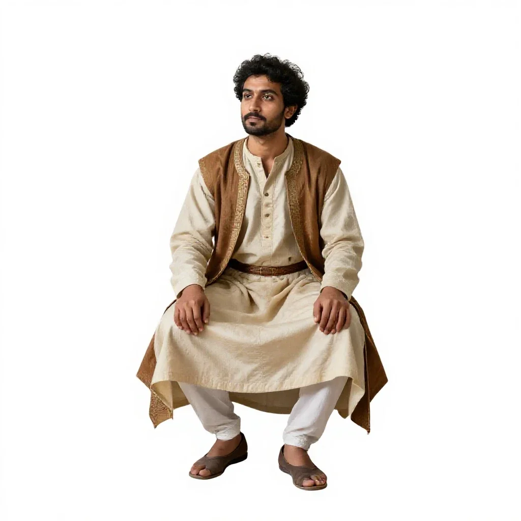 Mughal miniature painter isolated on a white background