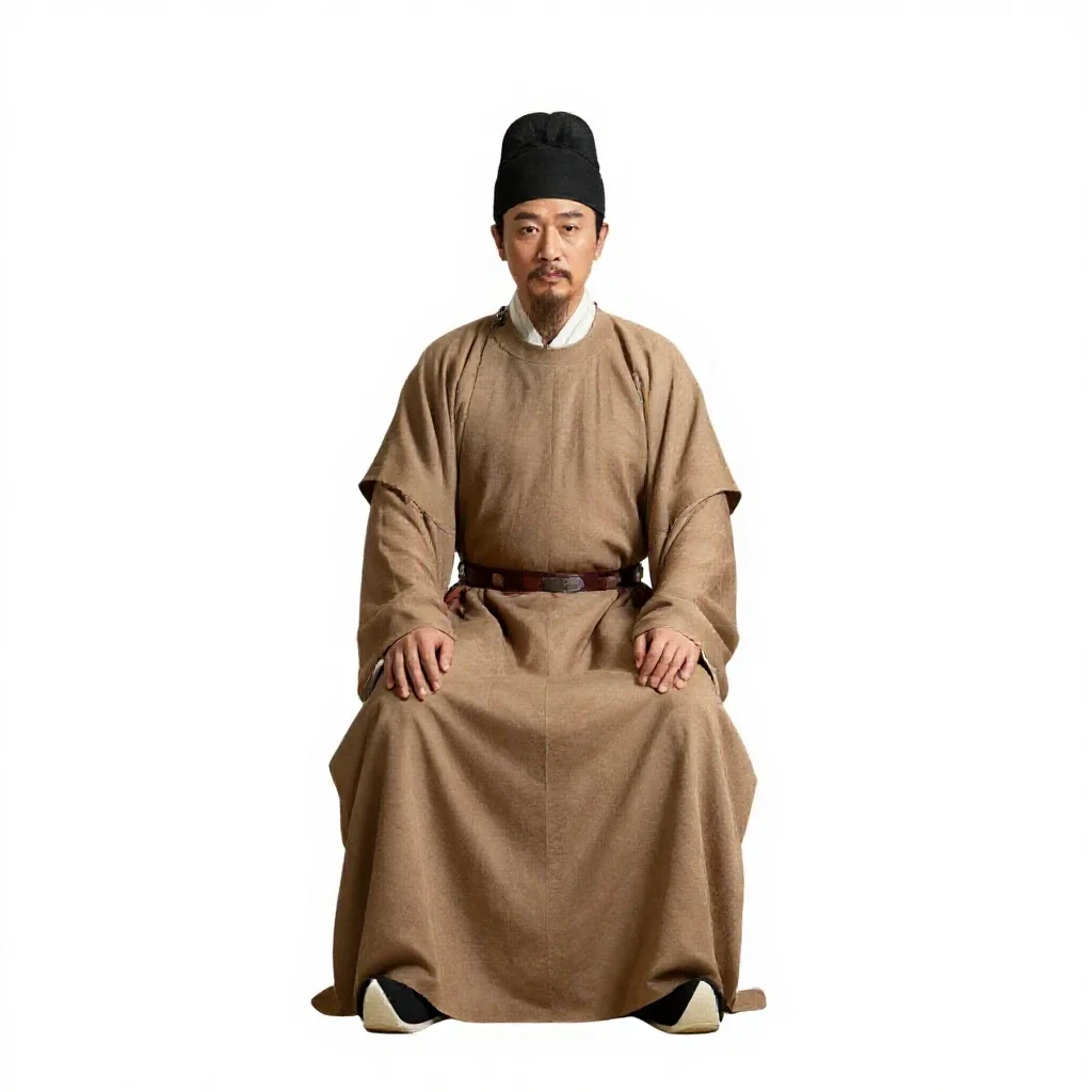 Tang dynasty court musician isolated on a white background