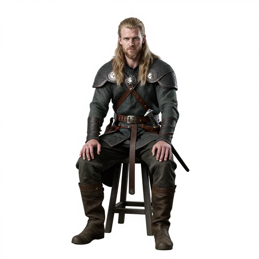 Viking shieldmaiden isolated on a white background