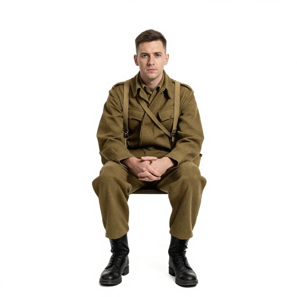 Wartime radio operator isolated on a white background
