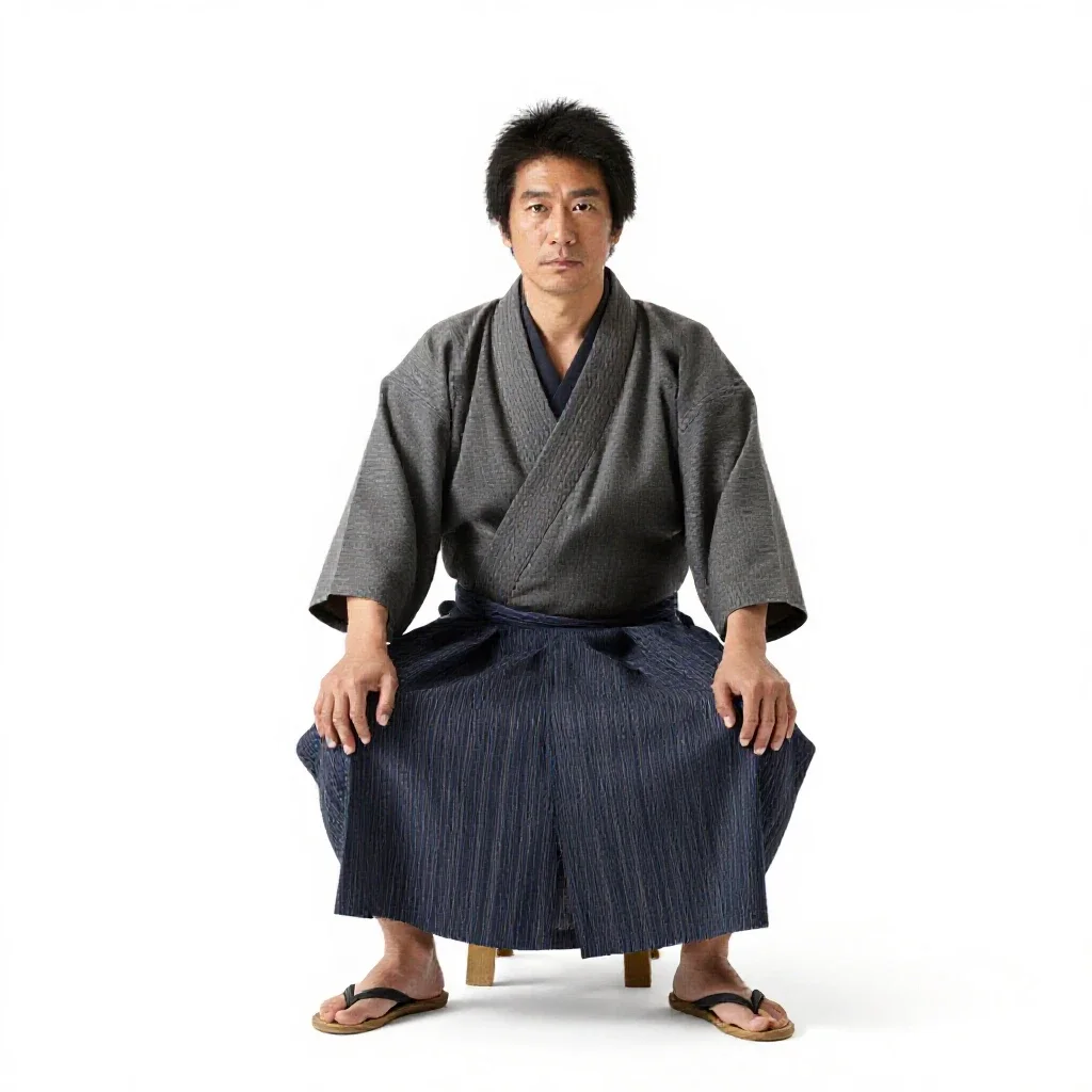 Edo period fishmonger isolated on a white background