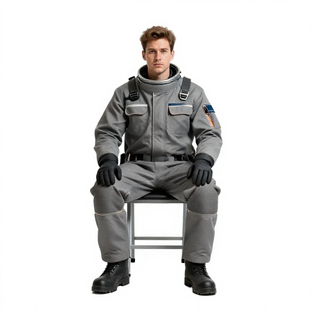 Asteroid miner in a hardsuit isolated on a white background