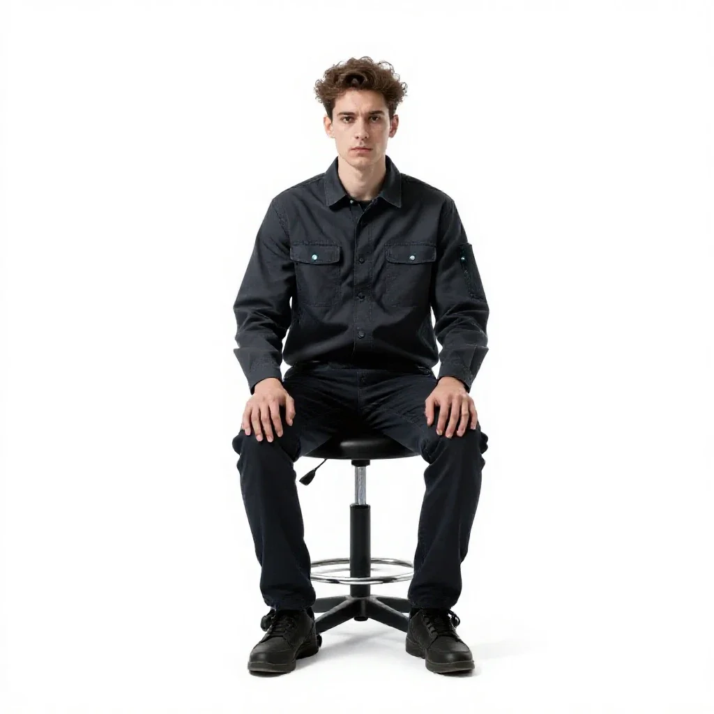 Bio-hacker with glowing implants isolated on a white background