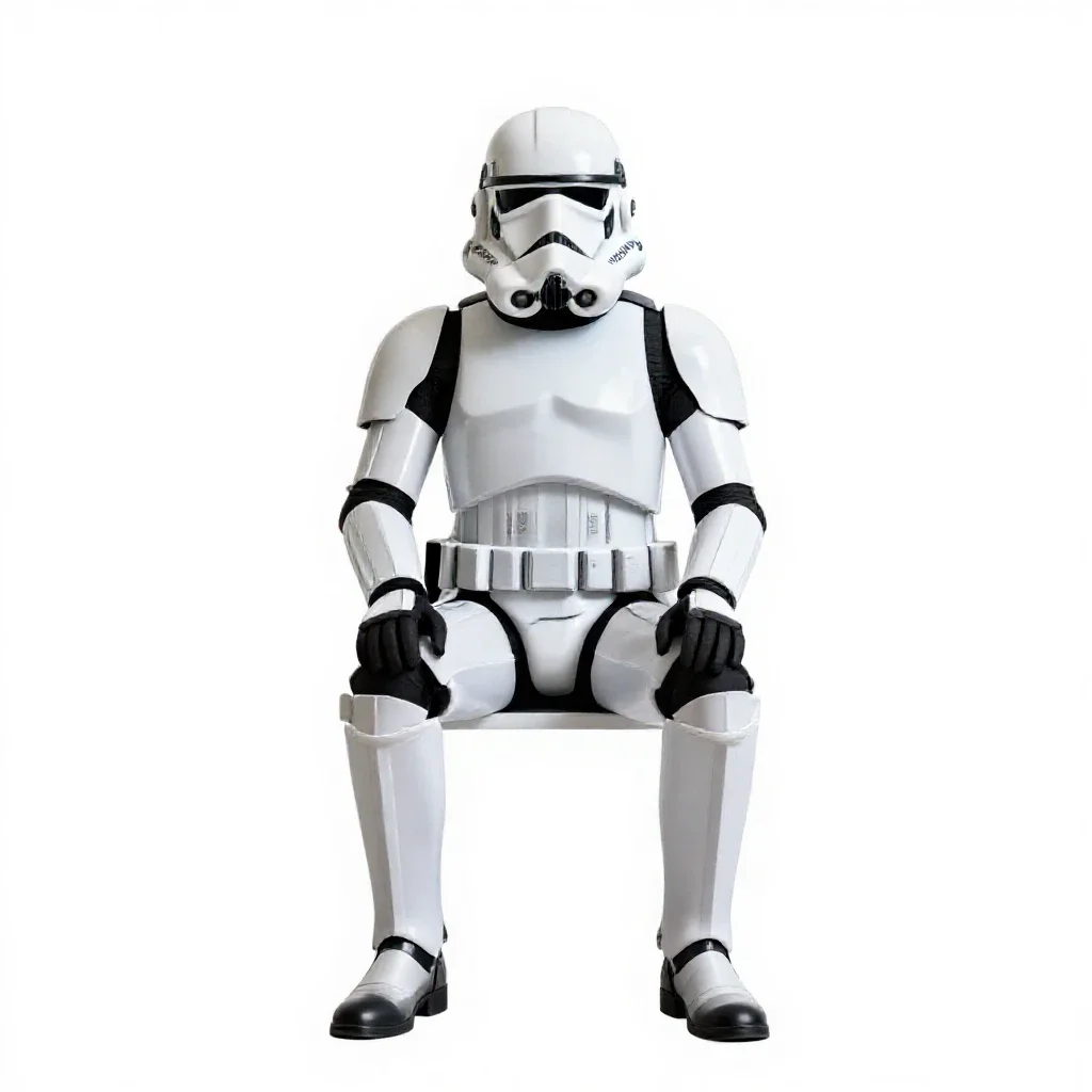 Clone trooper without a helmet isolated on a white background