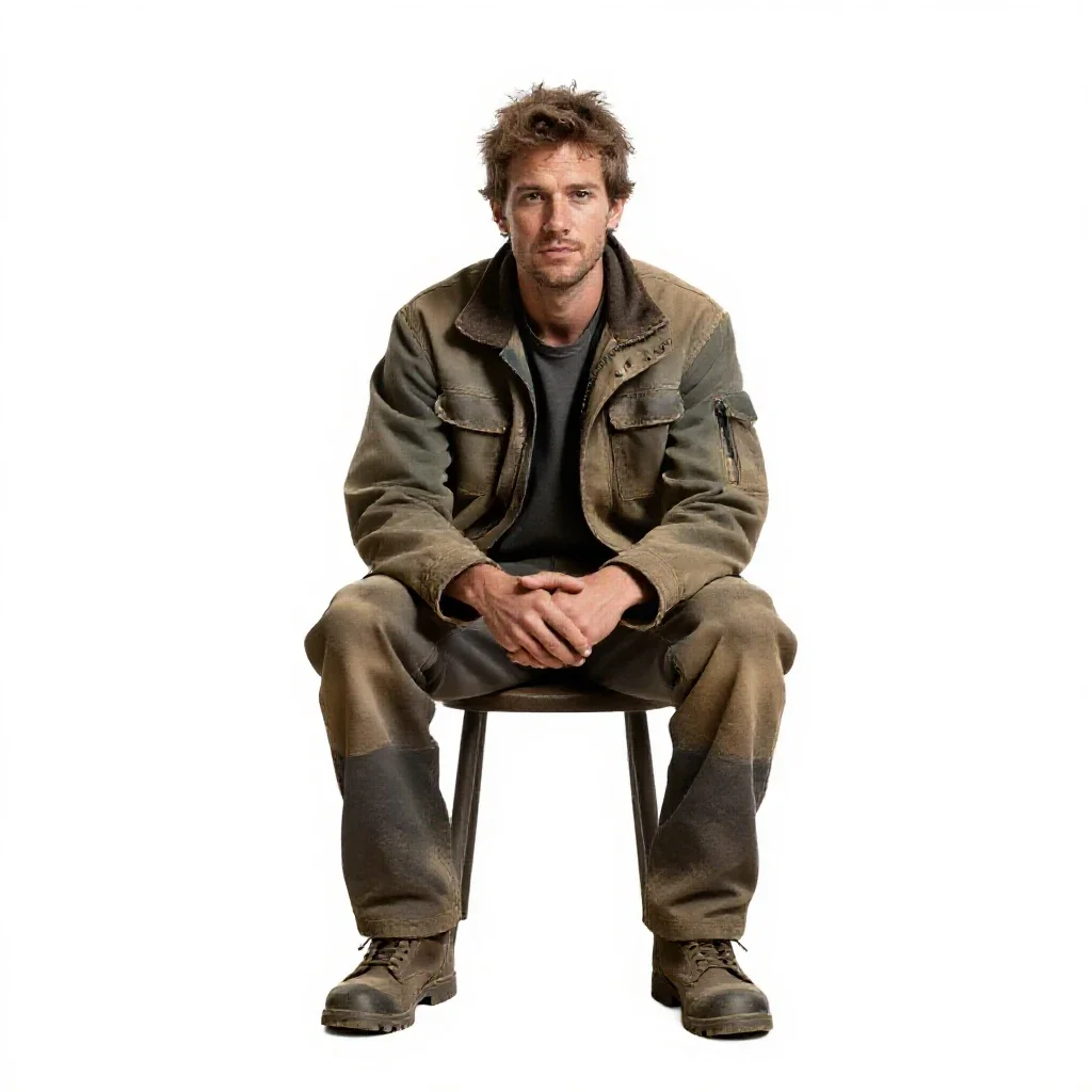 Dust-worn scavenger isolated on a white background
