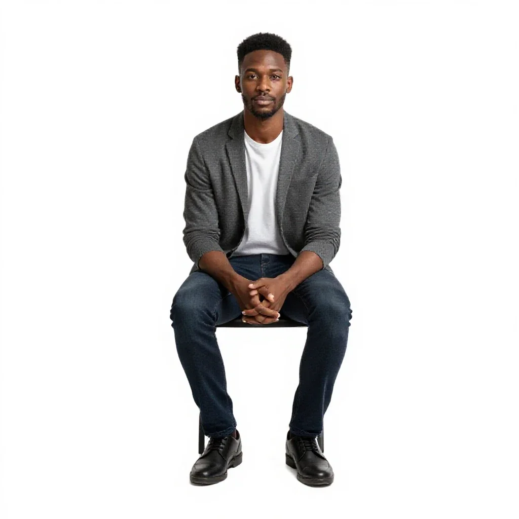 Synthetic companion with matte skin isolated on a white background