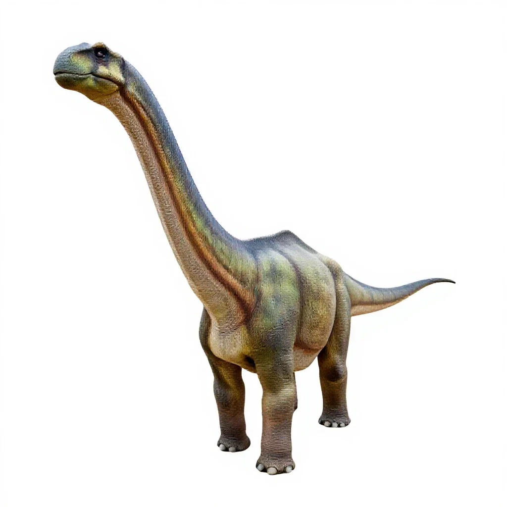 Brachiosaurus reaching upward isolated on a white background