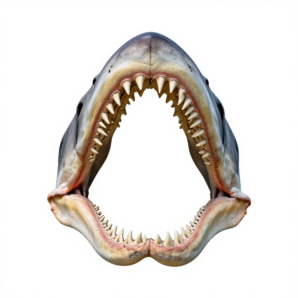 Megalodon jaw isolated on a white background