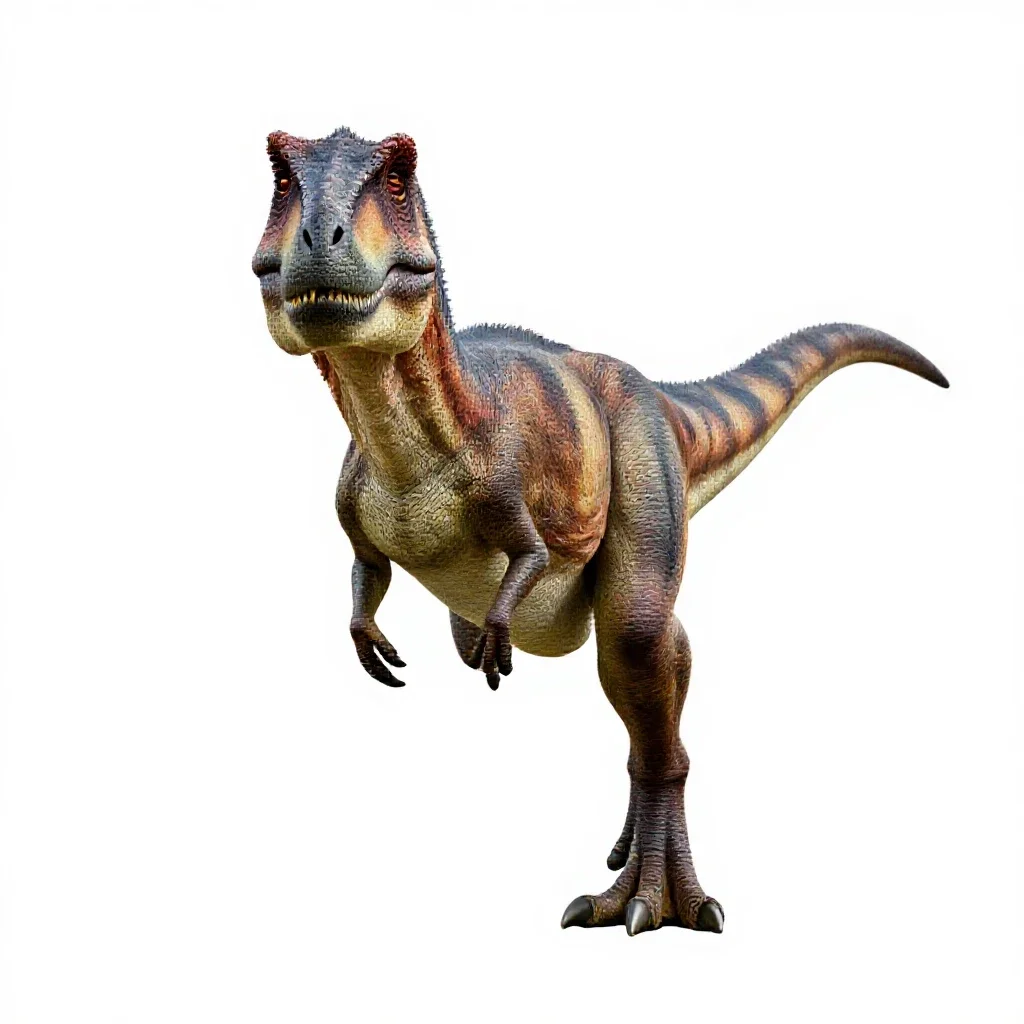 Velociraptor with feathers isolated on a white background