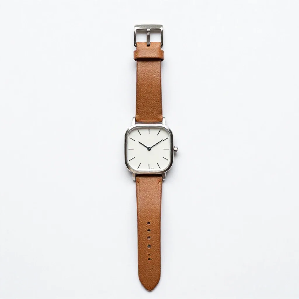 Wristwatch with a leather strap isolated on a white background