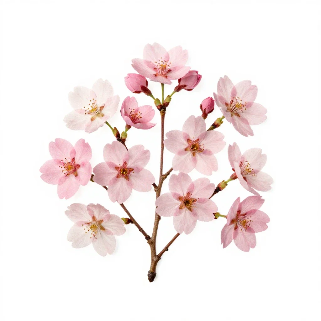 Cherry blossom cluster isolated on a white background