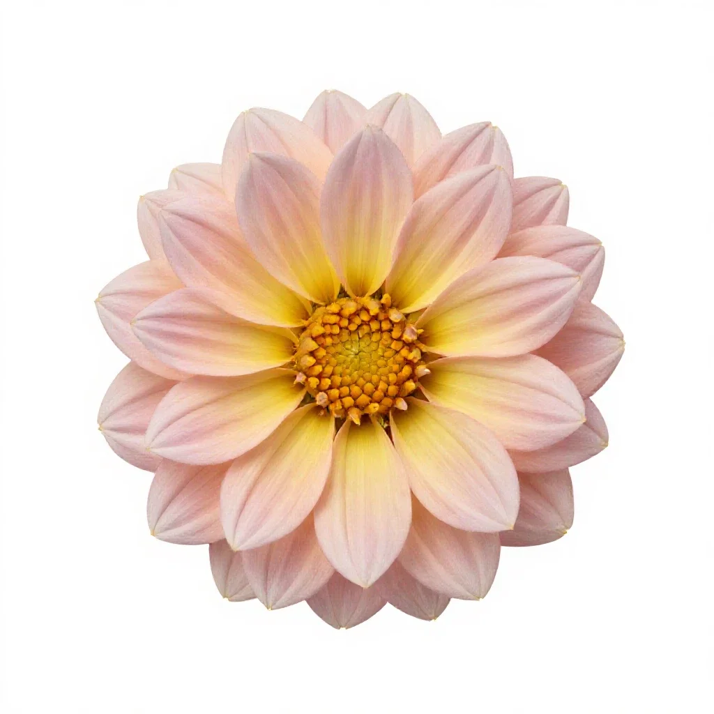 Dahlia with tight petals isolated on a white background