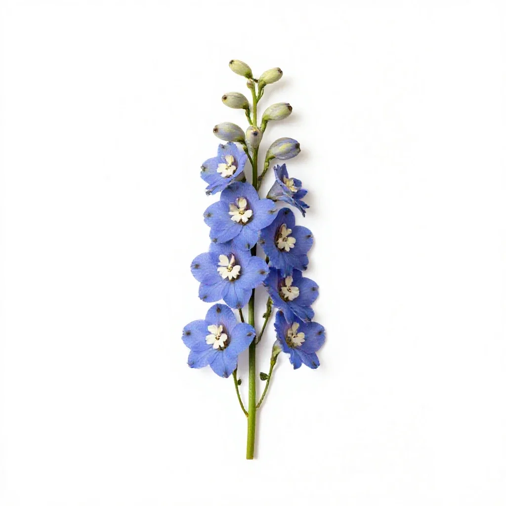 Delphinium stem isolated on a white background