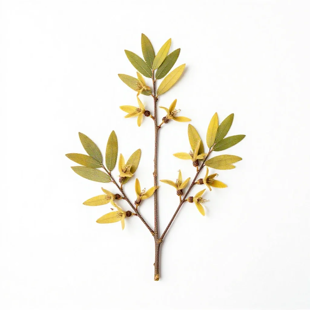 Manuka blossom branch isolated on a white background