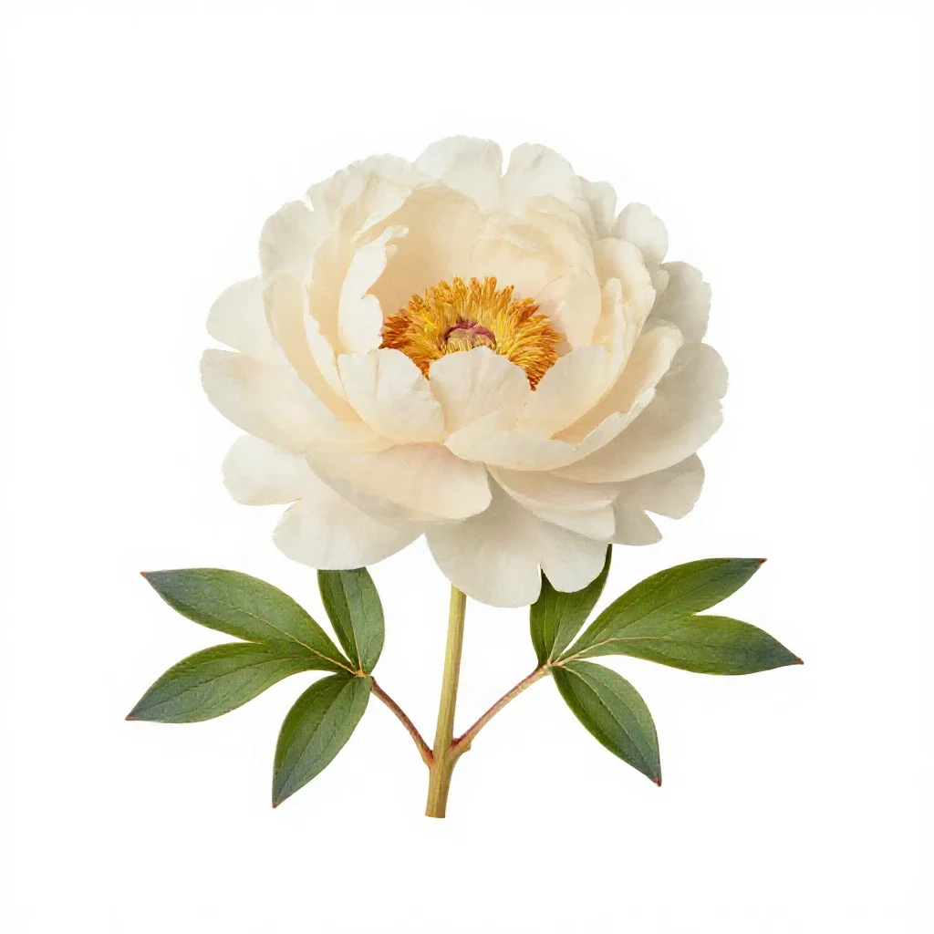 Peony opening isolated on a white background