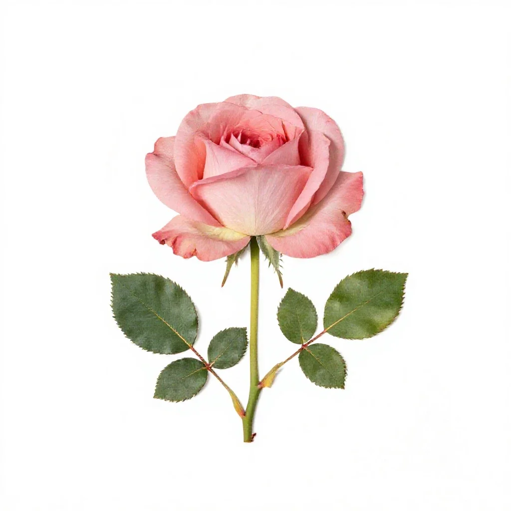 Single garden rose isolated on a white background