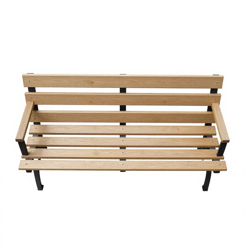 Garden bench with slats isolated on a white background