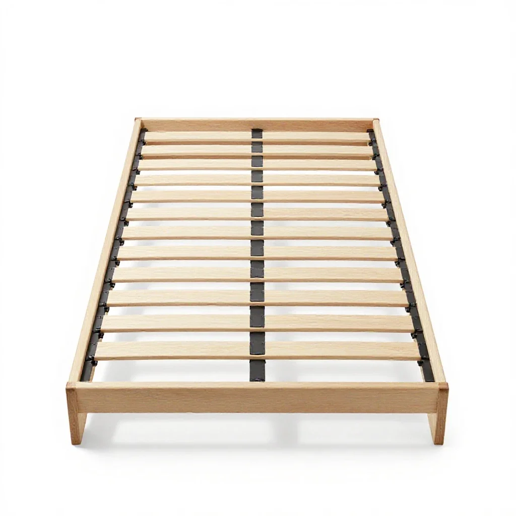 Platform bed frame isolated on a white background