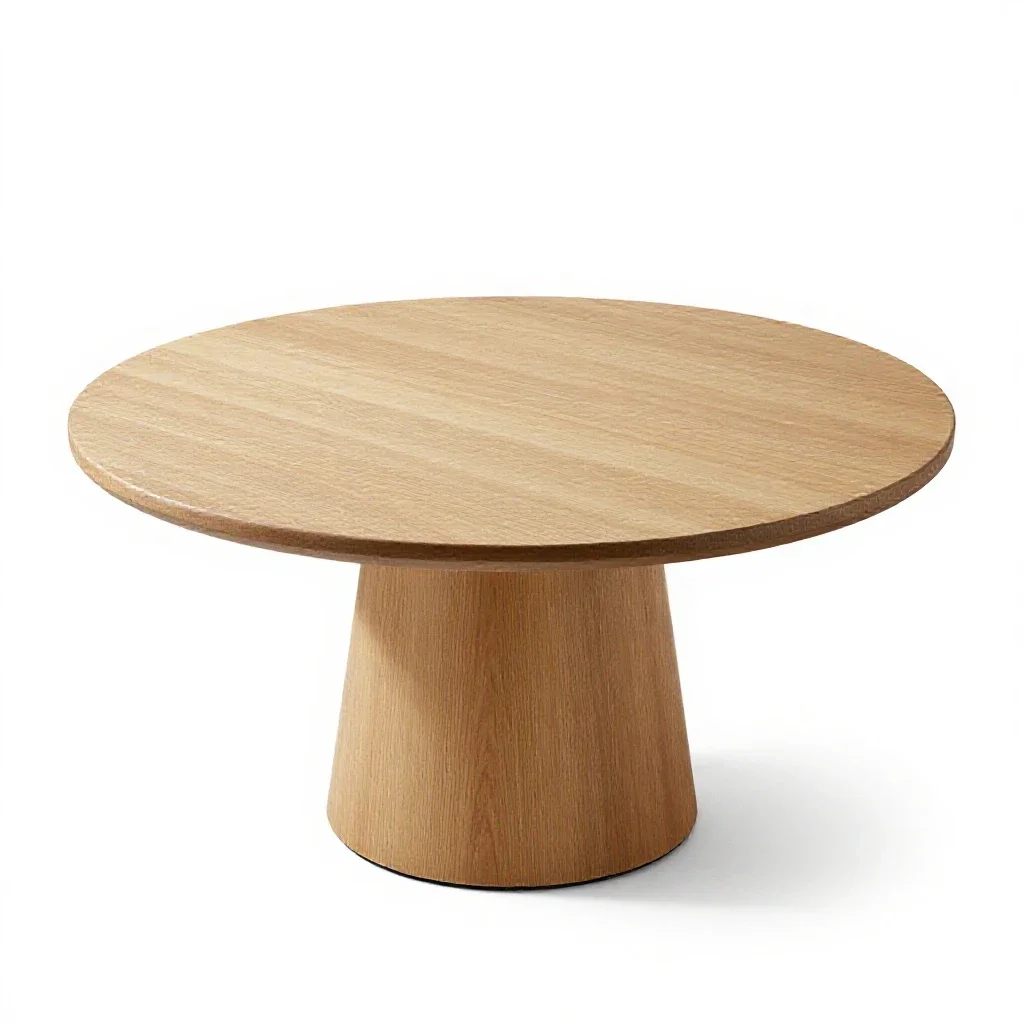 Round pedestal dining table isolated on a white background