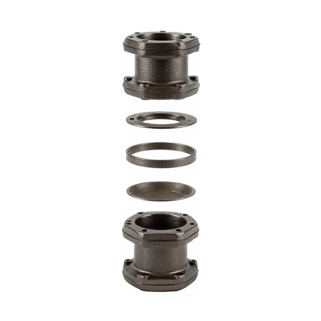 Cast iron pipe flange isolated on a white background