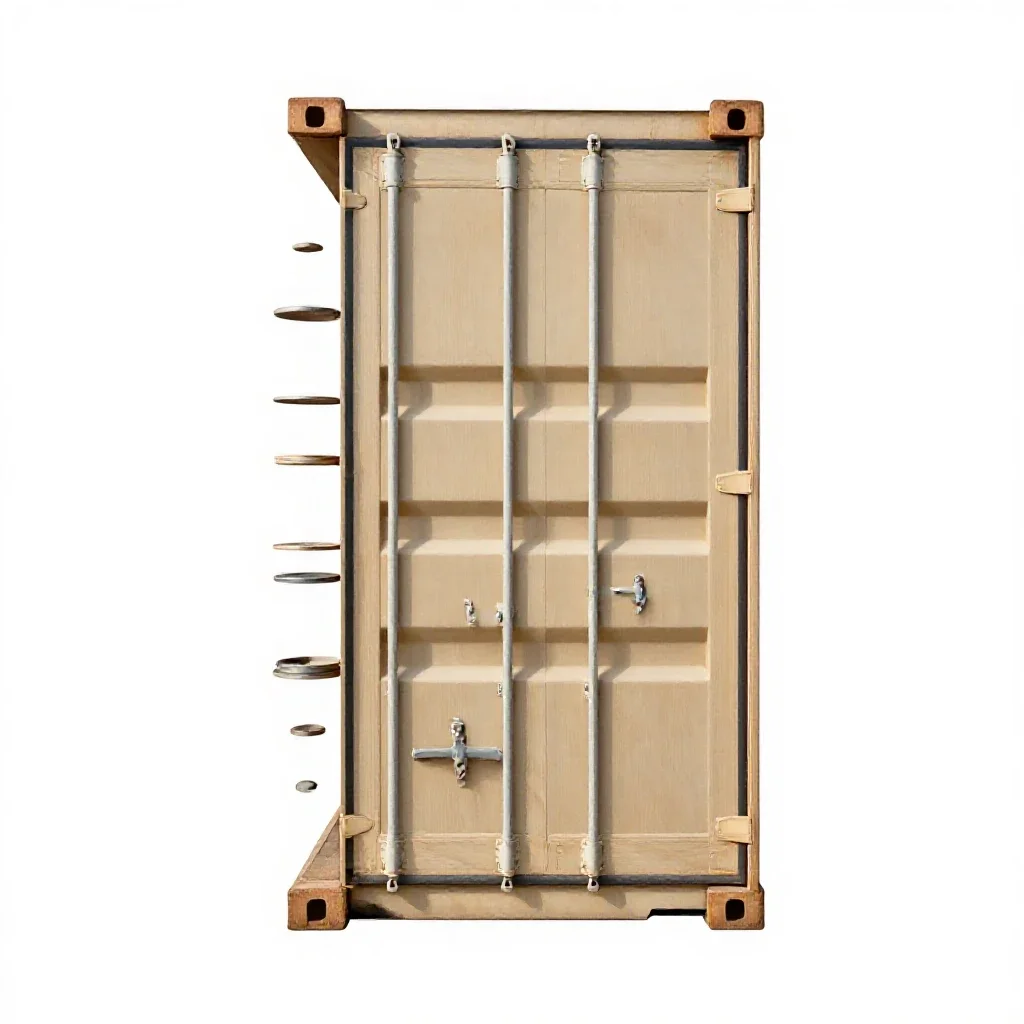 Shipping container door isolated on a white background