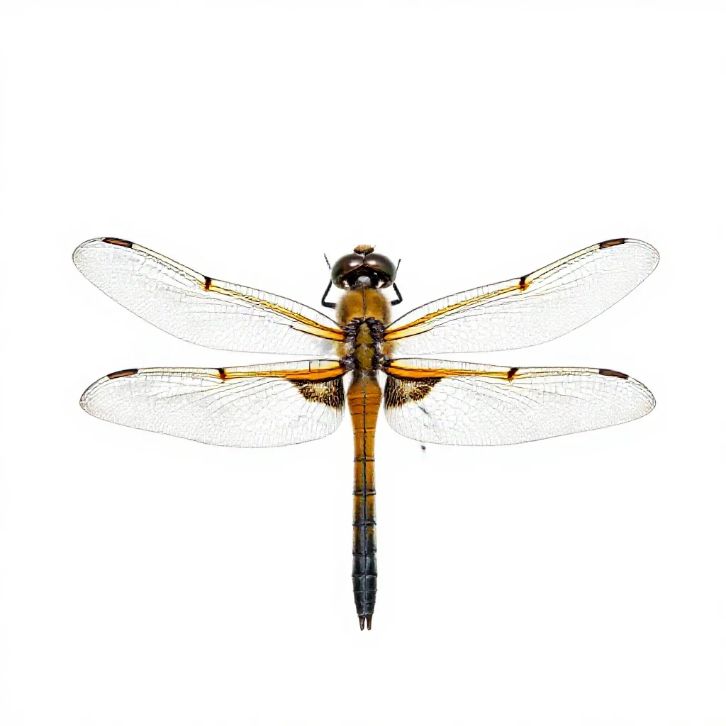 Dragonfly with veined wings isolated on a white background