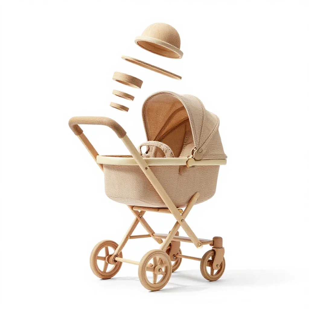 Dolls pram isolated on a white background