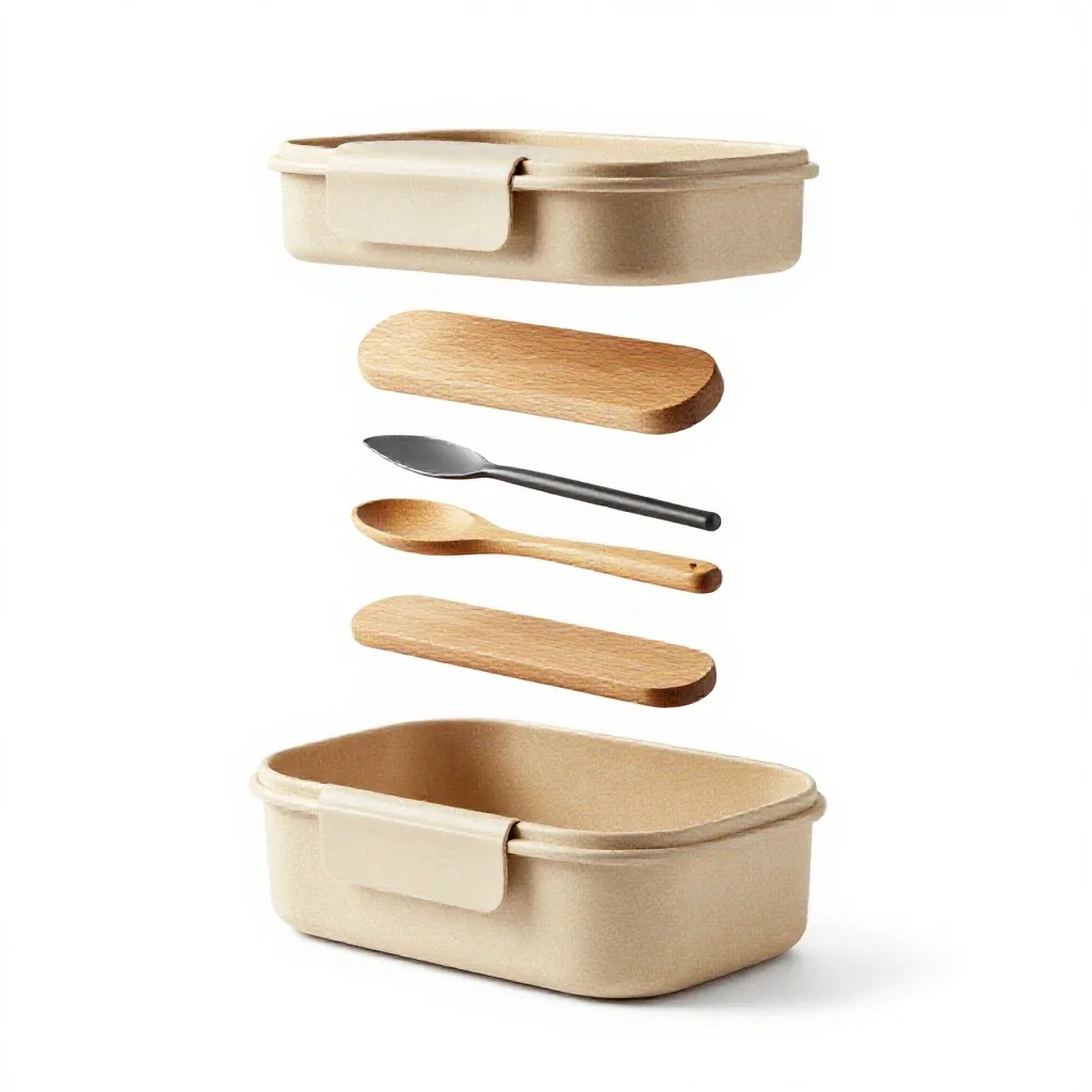Lunch box with clips isolated on a white background
