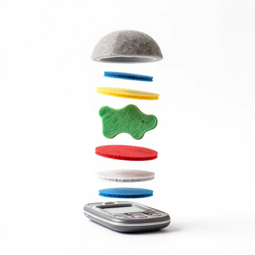 Mobile with felt shapes isolated on a white background