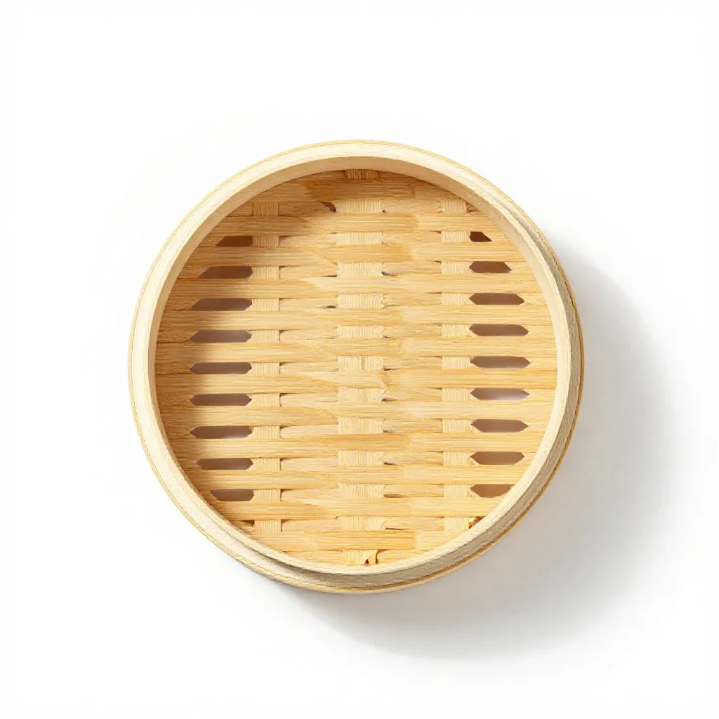 Bamboo steamer basket isolated on a white background
